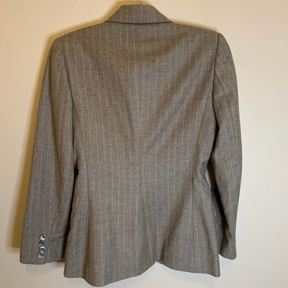 Ralph Lauren | Black Label Gray & Light Blue Pin Striped 2 Piece Pantsuit Size 4 - Picture 6 of 14